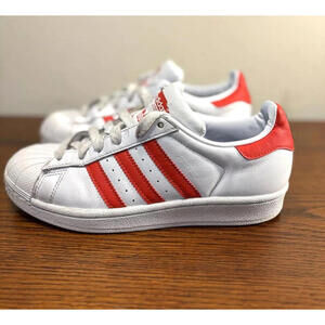 Adidas x Hattie Stewart Superstar White Red Shell Toe Leather CM8413 Womens Sz 5